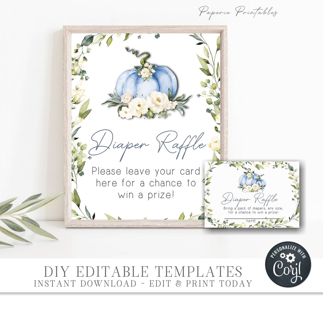 EDITABLE Boy Little Pumpkin Diaper Raffle, Pumpkin Diaper Raffle, Fall ...