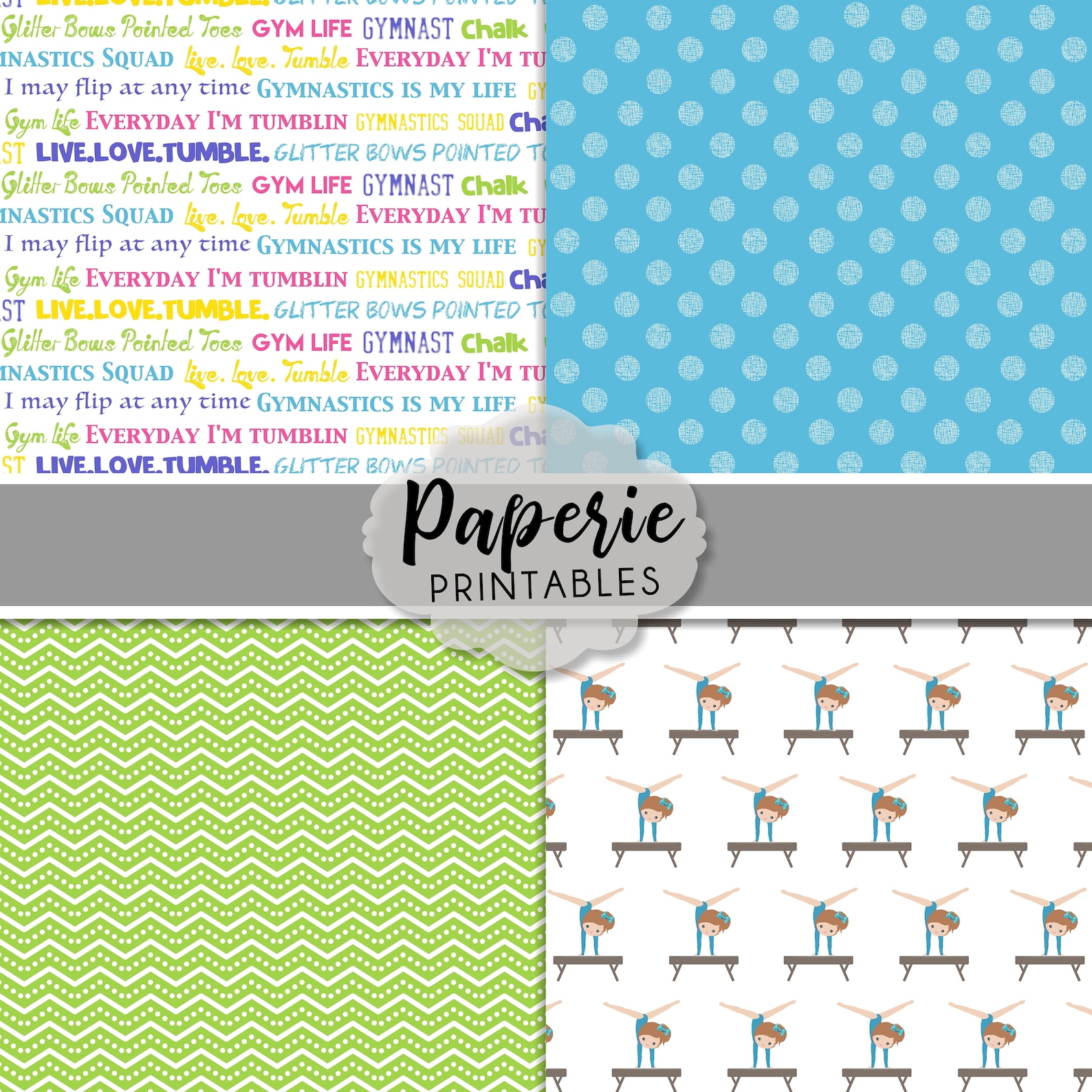 Gymnastics Digital Paper Pack: Scrapbooking Clipart (instant Download ...