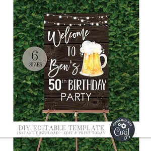 Editable Adult Birthday Party Decoration, Birthday Party Welcome Sign ...