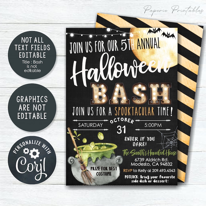 EDITABLE Halloween Party Invitation Halloween Party Template Halloween Invitation Printable Halloween Printable DIY with Corjl HP09 image 7