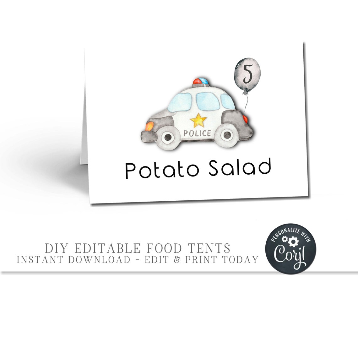 EDITABLE Police Birthday Party Food Tent Labels Food Labels - Etsy