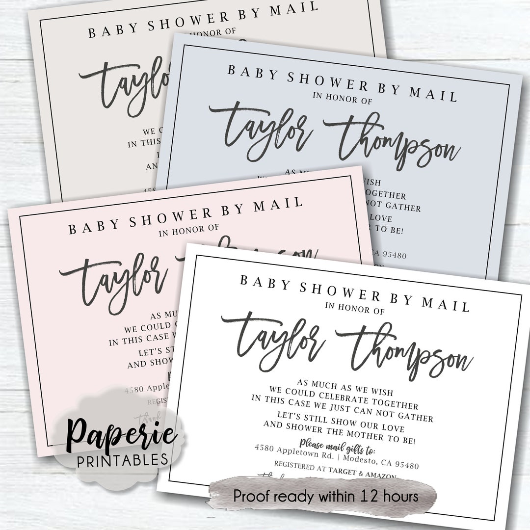 Baby Shower by Mail Invitation Long Distance Baby Shower Etsy