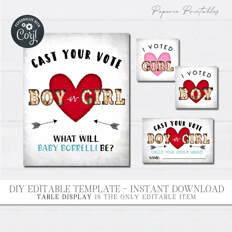 EDITABLE Boy or Girl Voting Cards Boy or Girl Cast Your Vote - Etsy