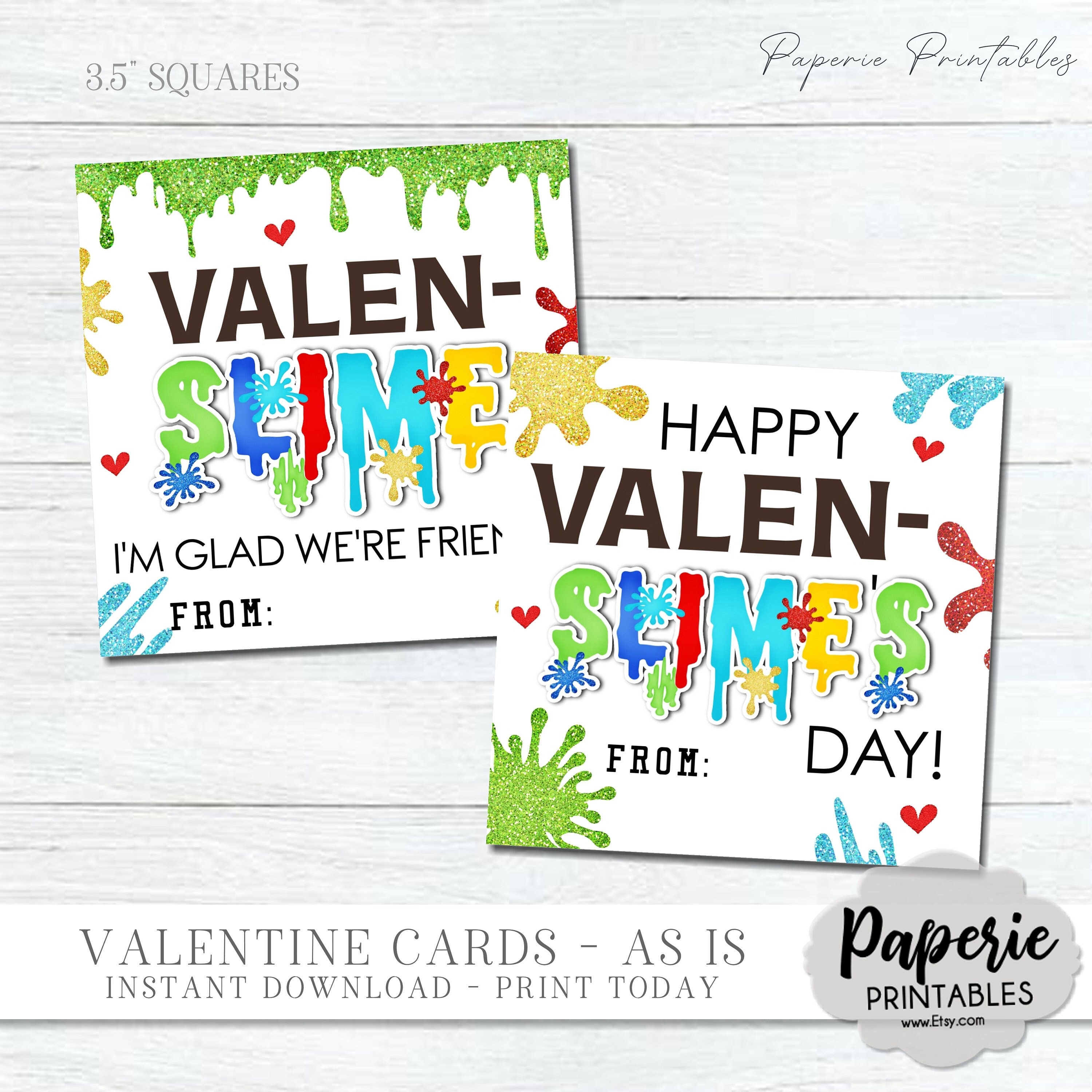 Valentine's Day Stickers, Personalized Slime Valentine Treat Labels, Tags Kids  Valentine Stickers 