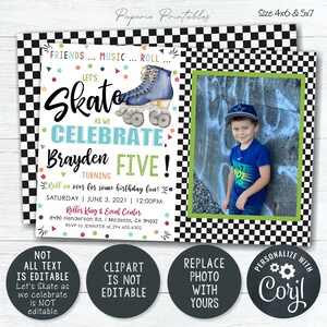 EDITABLE Skating Birthday Invitation Boy Roller Skating Birthday Party Invitation Let's Skate Birthday Invitation DIY Corjl BP79 image 7