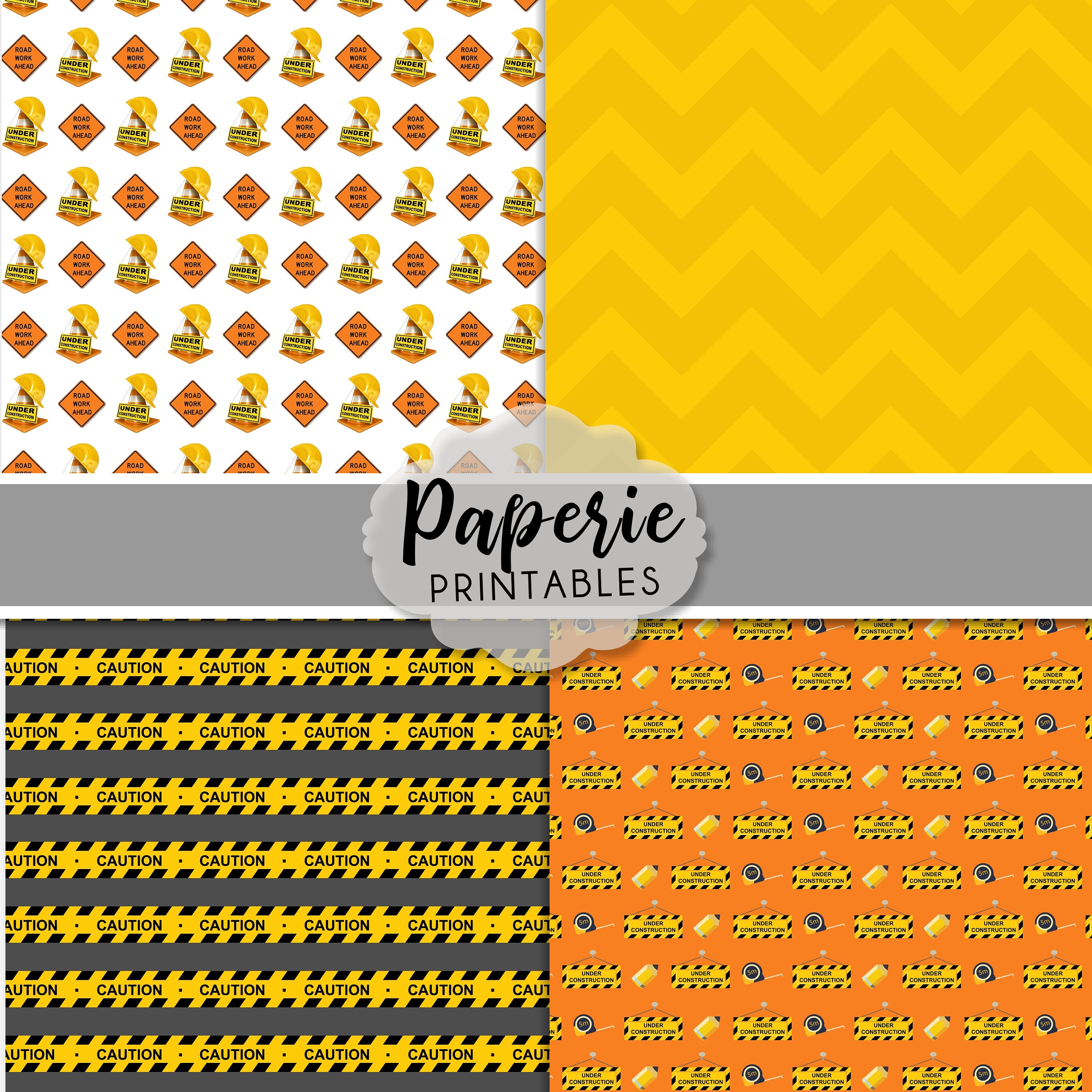 Construction Digital Paper 12x12 Digital Scrapbooking Paper Etsy España