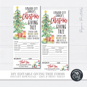 EDITABLE Giving Tree Flyer and Tags, Christmas Giving Tree Flyer ...