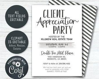 EDITABLE Realtor Appreciation Party Invitation Client -  Portugal