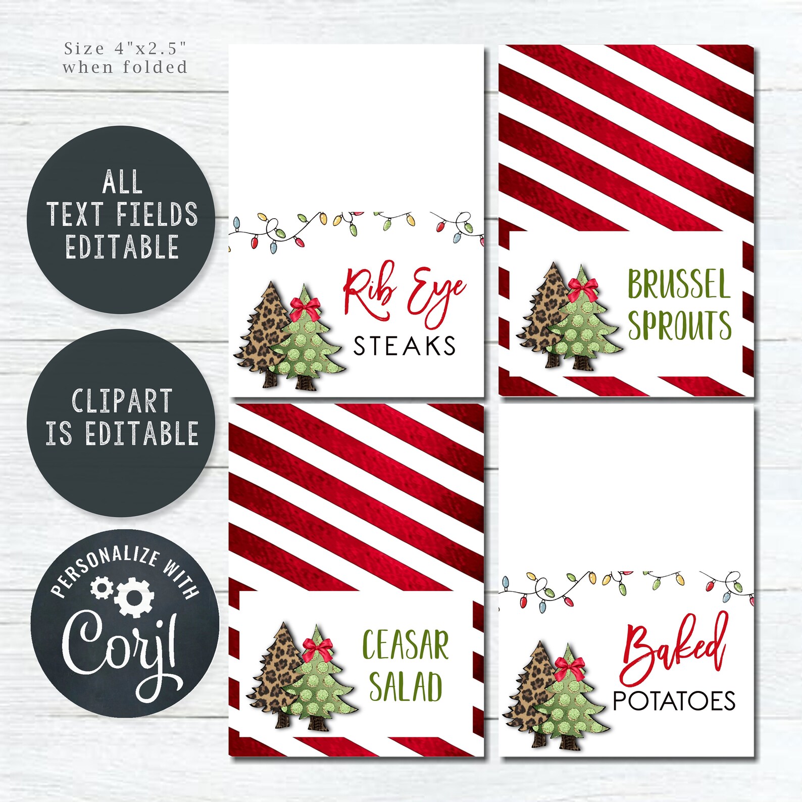 EDITABLE Christmas Food Labels Christmas Food Tents - Etsy