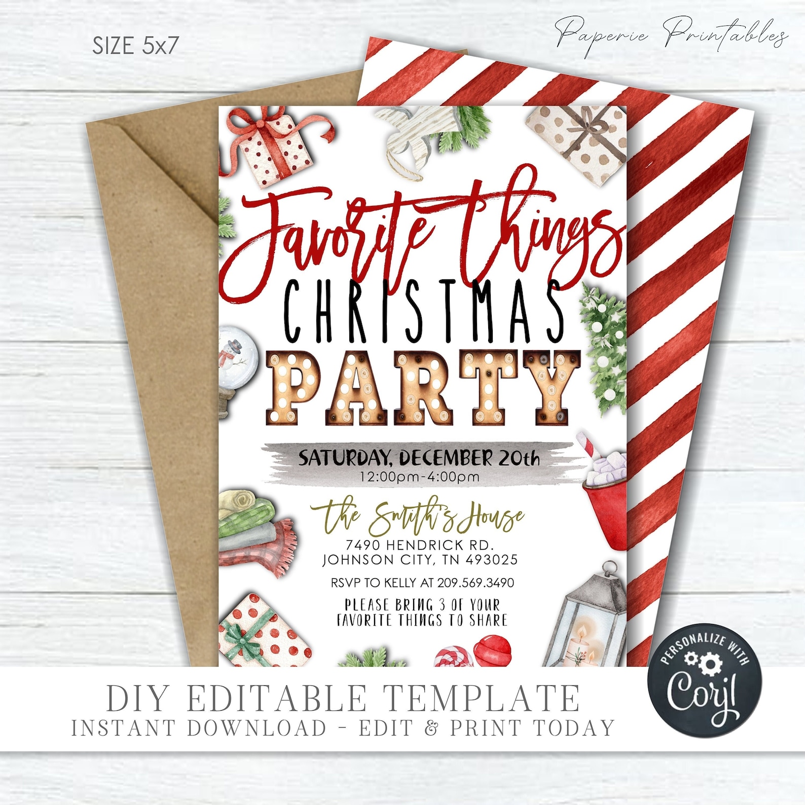 EDITABLE Favorite Things Christmas Party Christmas Party Etsy