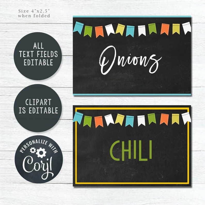 EDITABLE Birthday Party Food Tent Labels Chalkboard Food Etsy