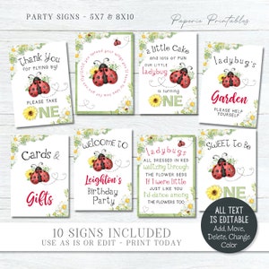 EDITABLE Ladybug Party Decorations, Ladybug Party Signs, Ladybug ...