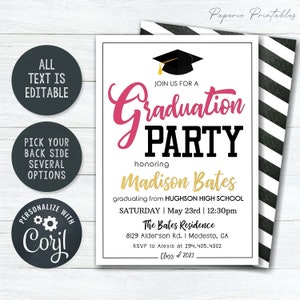 EDITABLE Photo Graduation Party Invitation, Gold Foil Graduation Party ...