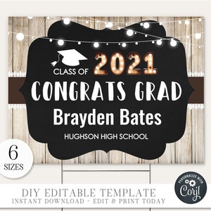 EDITABLE Rustic Graduation Yard Sign Congrats Grad Yard Sign - Etsy