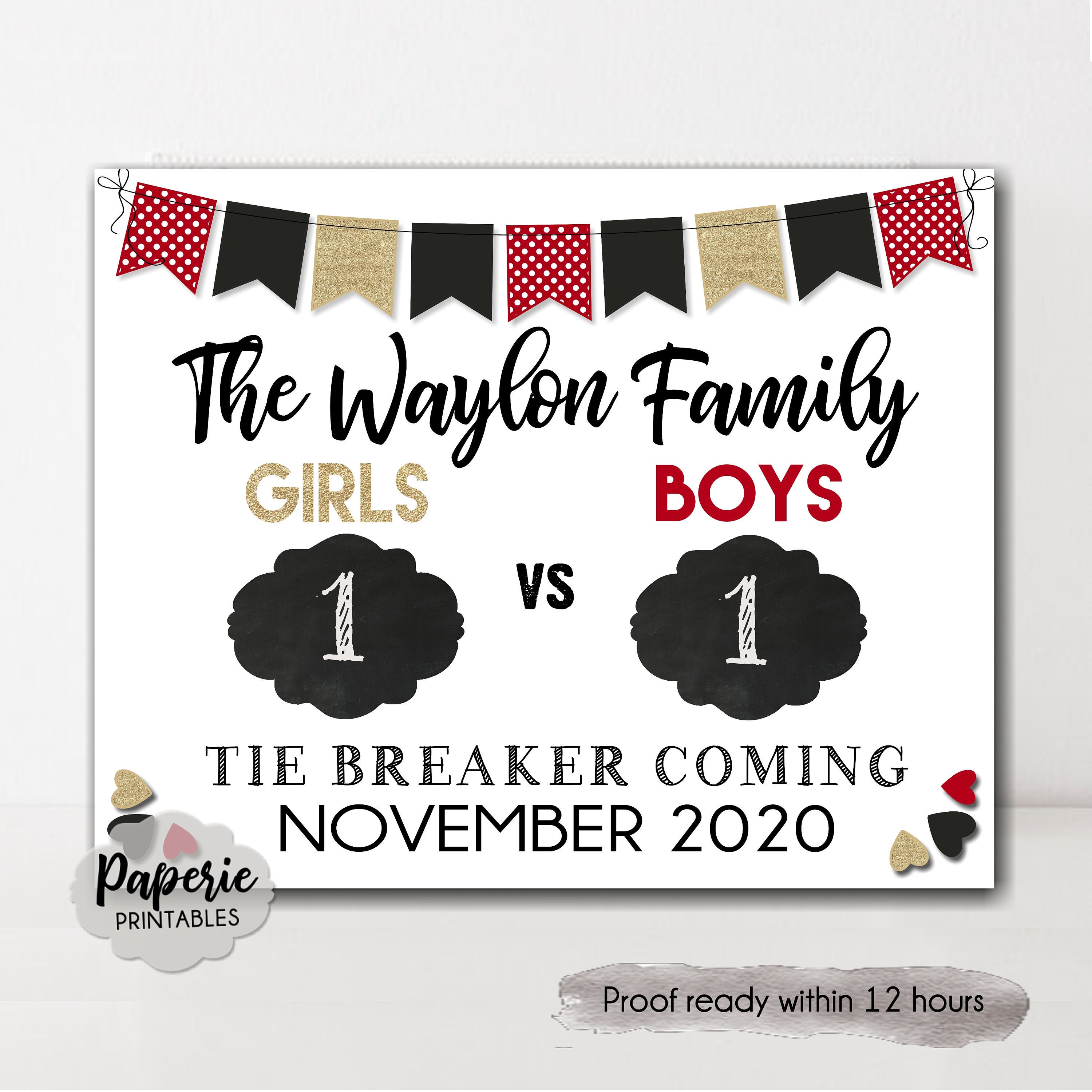 Tie Breaker Pregnancy Announcement, Printable Chalkboard Poster Sibling  Pregancy Reveal, Expecting Third Child Halloween Sign Boo-y or Ghoul