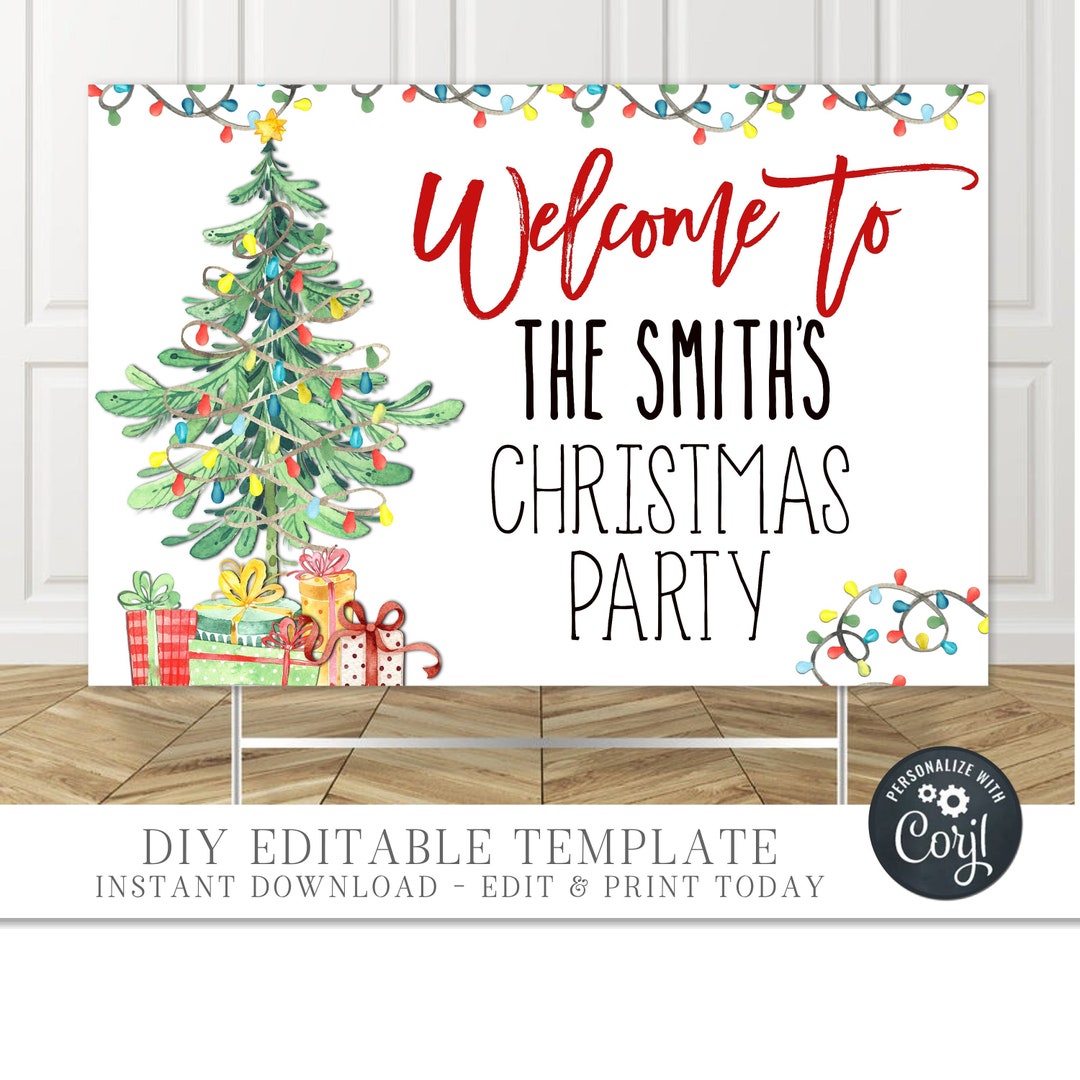 Editable holiday welcome sign christmas welcome sign christmas
