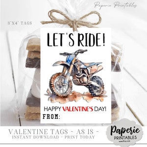 Motocross Valentine Tags, Kids Valentine Cards, Dirt Bike Valentine ...
