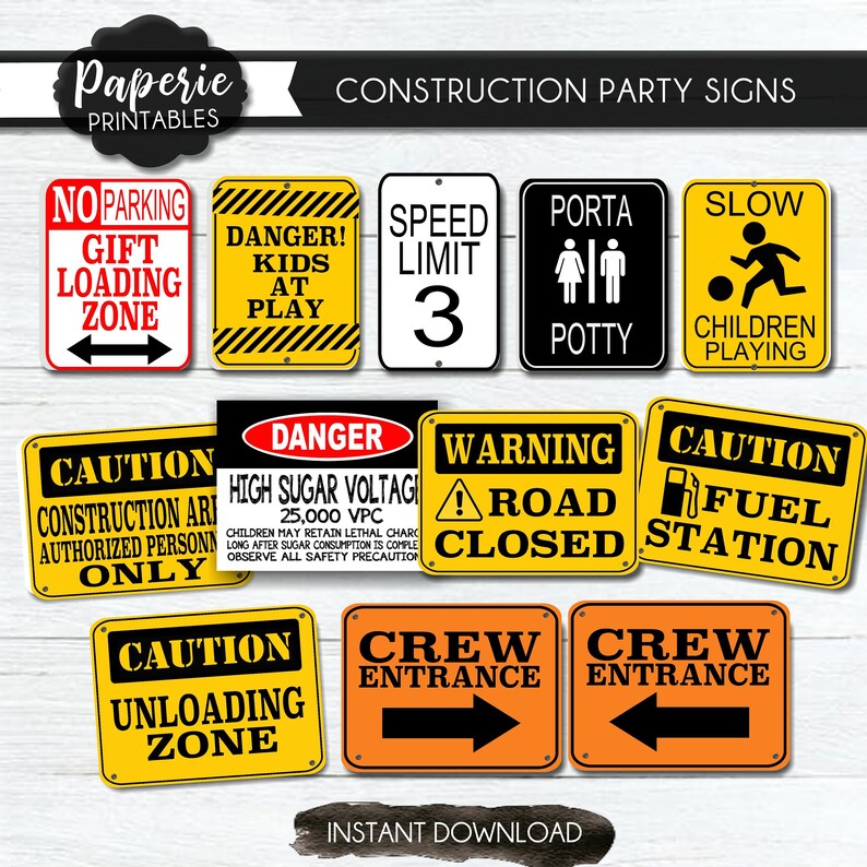 Construction Part Signs Construction Party Signs: 31 Piece Bundle (instant Download) - Etsy