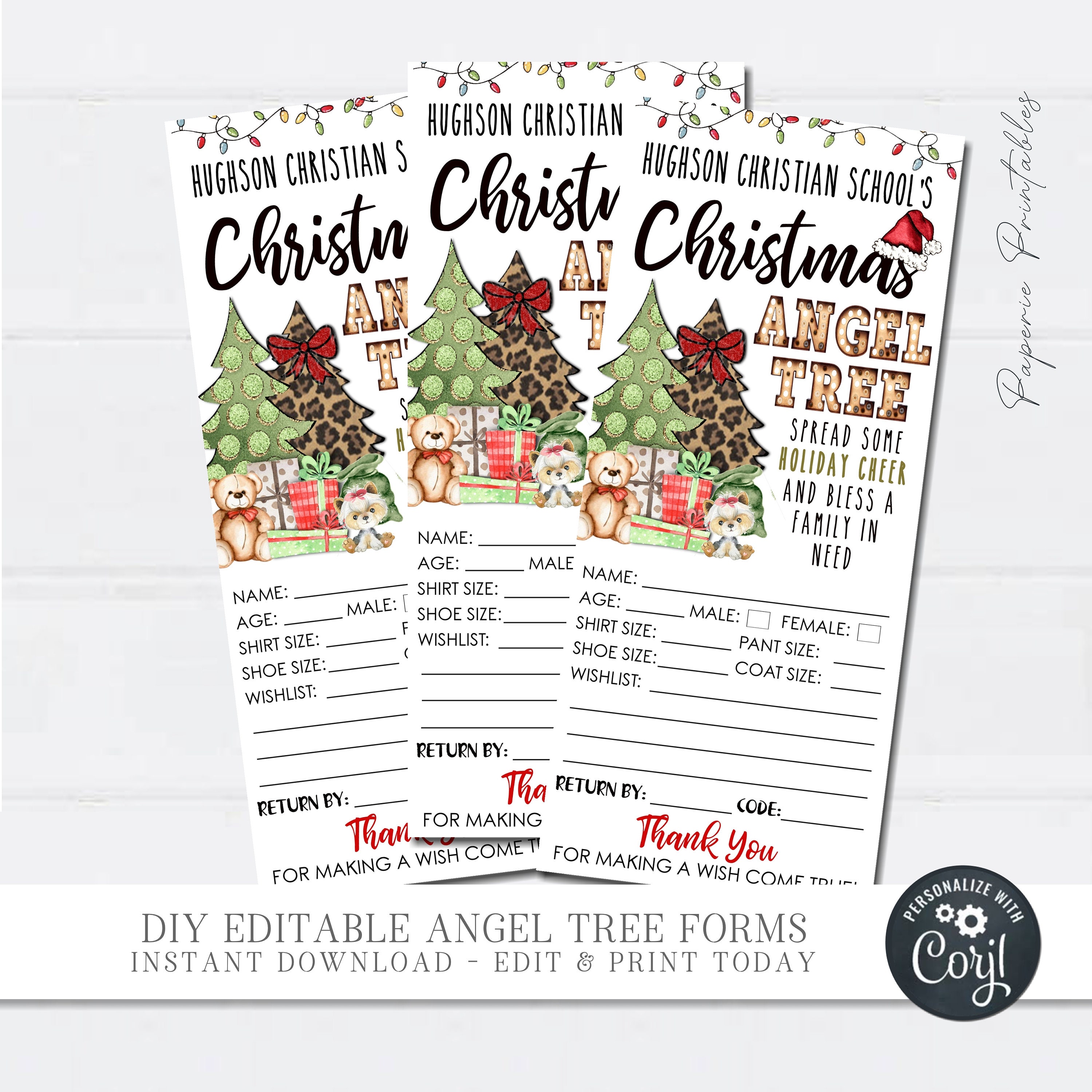 editable angel tree flyer and tags, christmas angel tree flyer