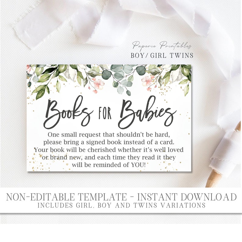 Books for Baby Request Cards Boho Bring A Book Request Etsy