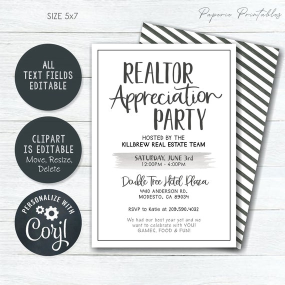 EDITABLE Realtor Appreciation Party Invitation Client -  Portugal