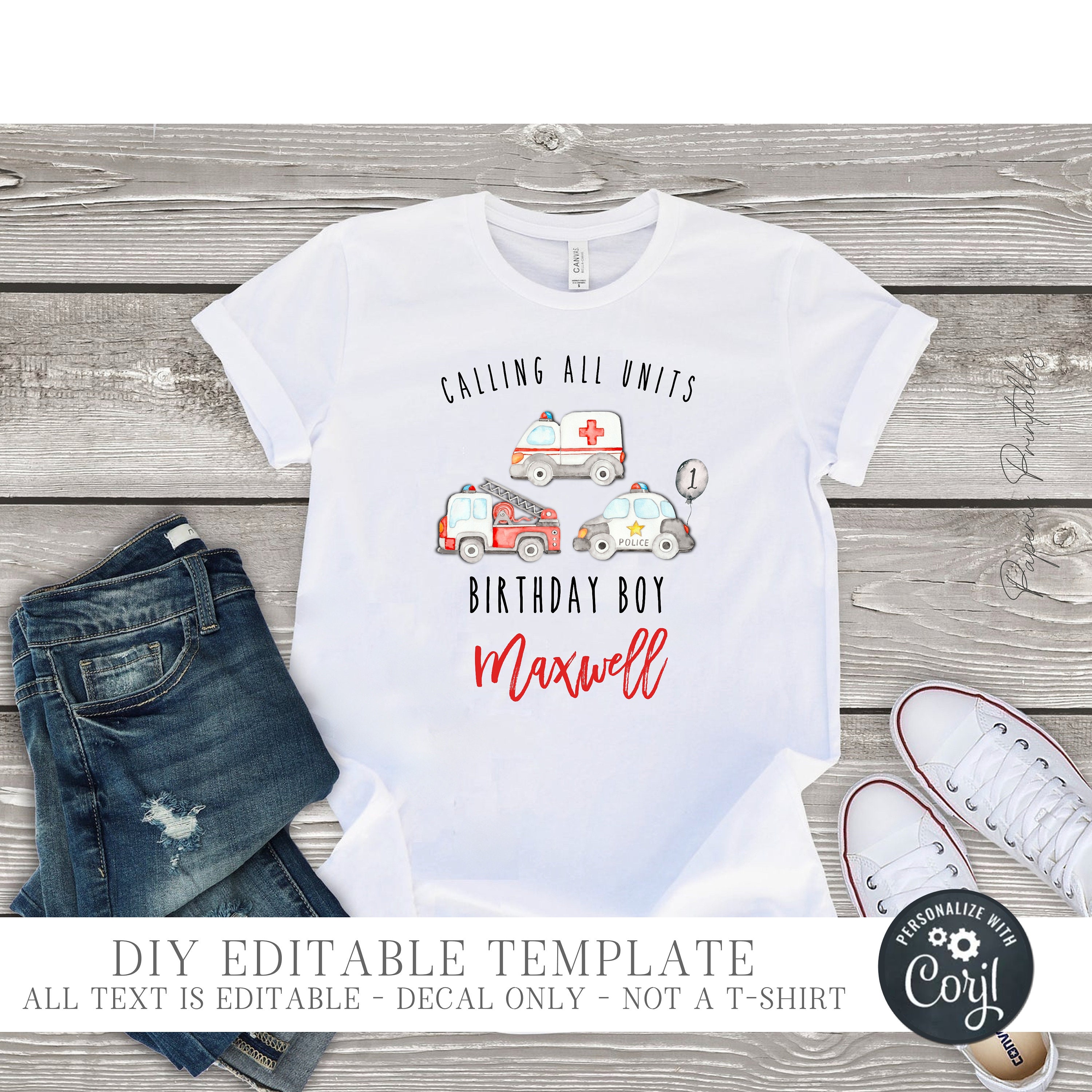 EDITABLE First Responders Iron on Shirt Decal First - Etsy