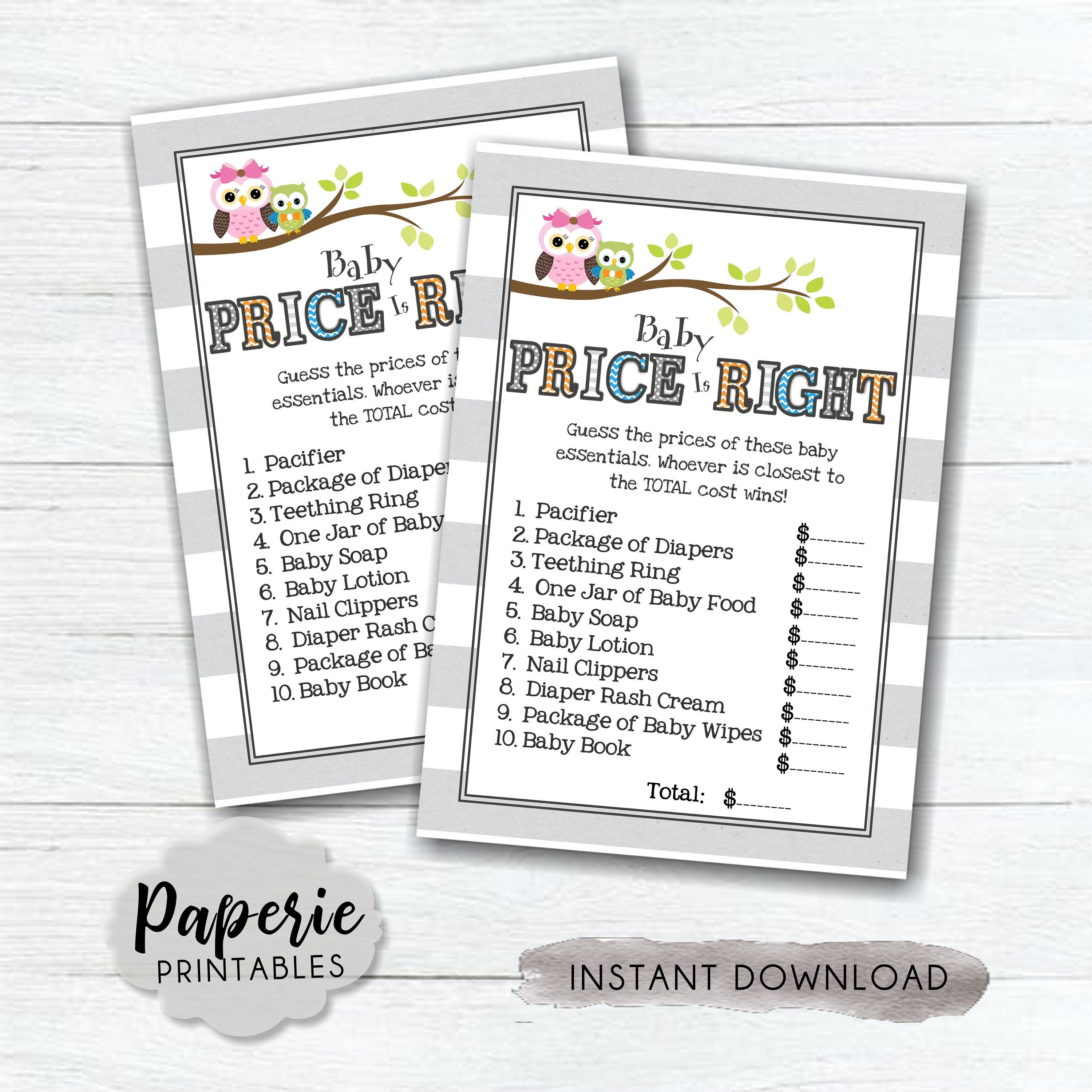 Owl Baby Shower Games Bundle Pack Boy Owl Baby Shower Games Etsy