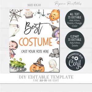 EDITABLE Best Costume Halloween Printable, Best Costume Halloween ...