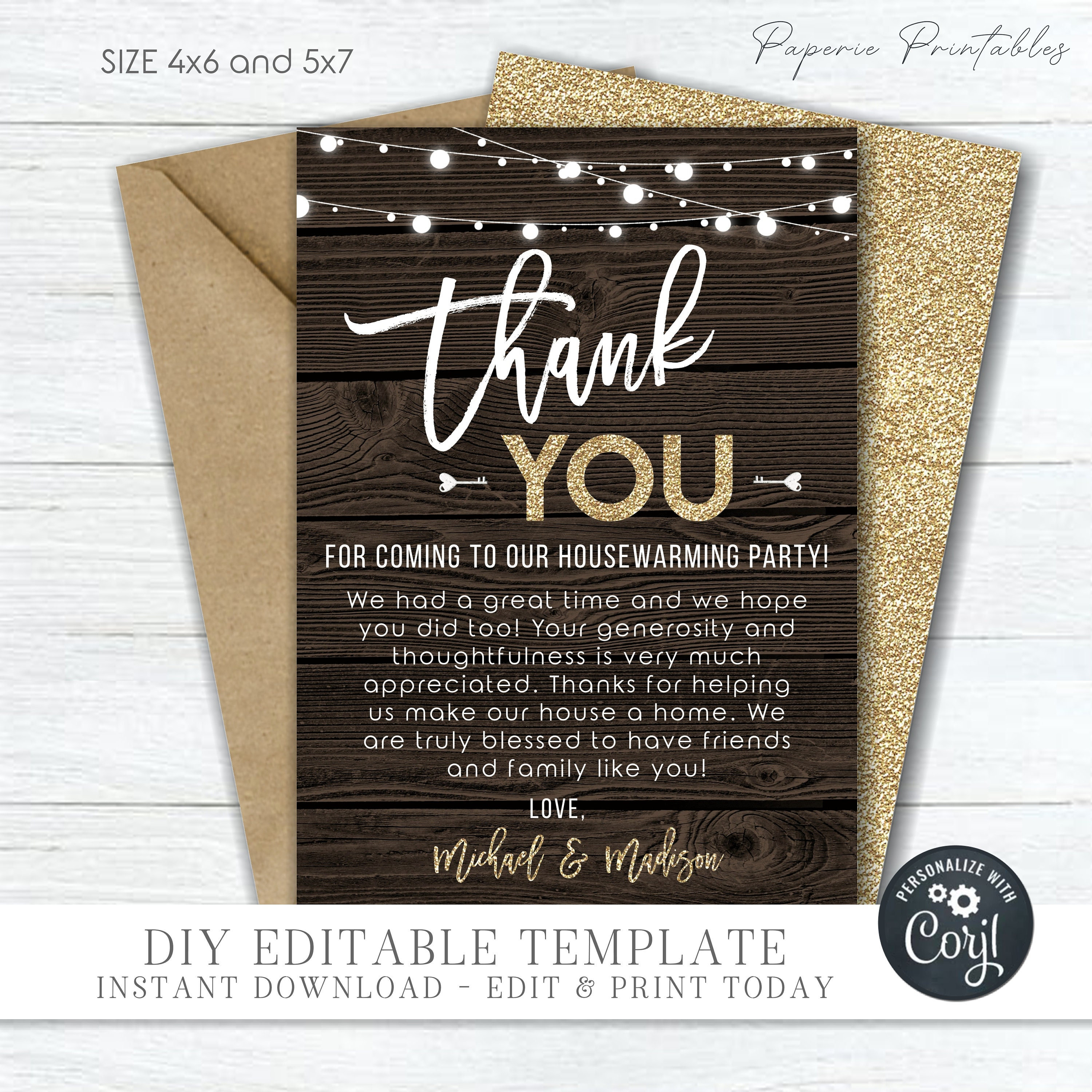 EDITABLE Housewarming Thank You Card Rustic Housewarming Etsy