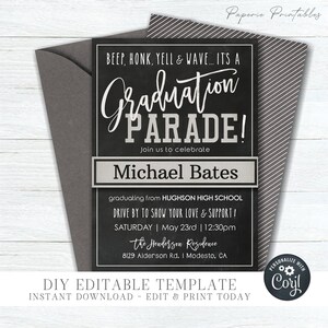 Editable Graduation Parade Invitation: Photo Option (DIY Corjl) #GP32