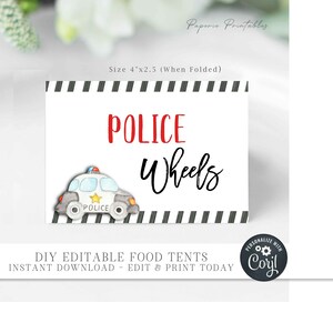 EDITABLE Police Birthday Party Food Tent Labels, Food Labels, Police ...