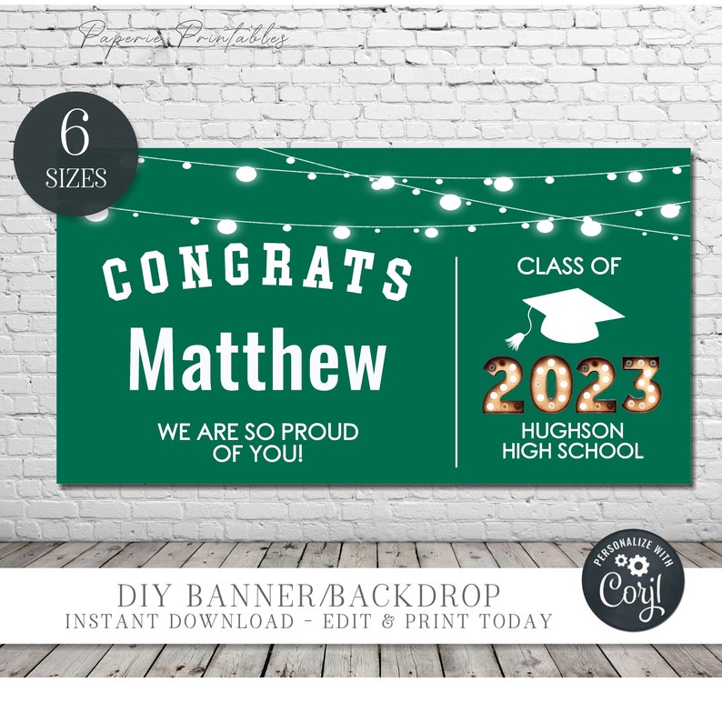 EDITABLE Graduation Backdrop. Graduation Banner Graduation Etsy