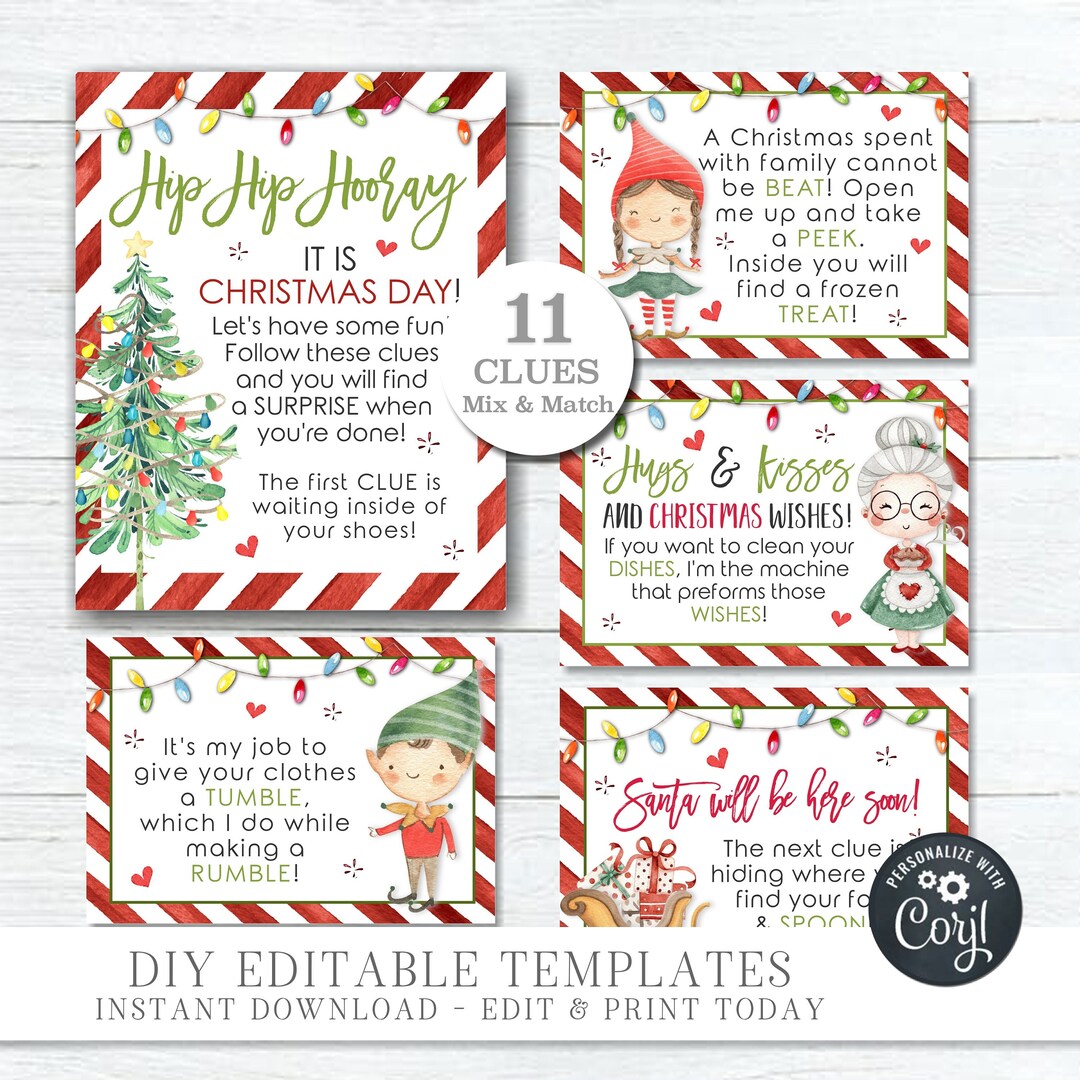 Editable Christmas Scavenger Hunt Game: Printable Treasure Hunt ...