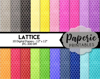 Rainbow Lattice Digital Paper: 12x12 Scrapbook Paper (Instant Download)