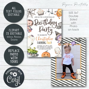 EDITABLE Halloween Birthday Invitation, Boo Halloween Birthday, Siblings Halloween Invitation, Boo-thday Party, DIY with Corjl BP129 5 image 5