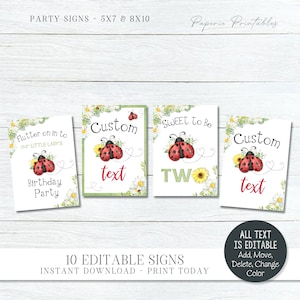EDITABLE Ladybug Party Decorations, Ladybug Party Signs, Ladybug ...