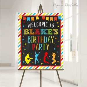 Editable Let's Jump Party Signs, Let's JUMP Birthday Party Signs, Cards ...