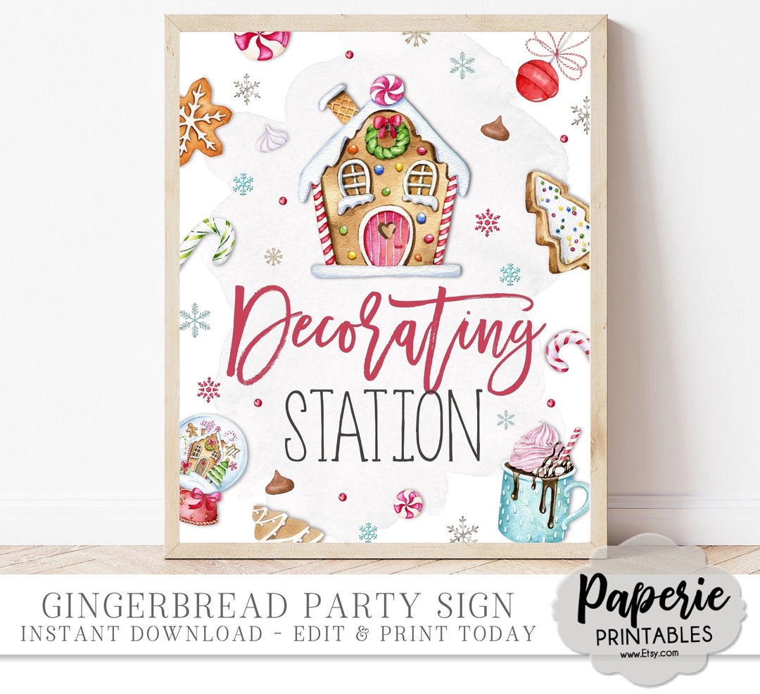 Gingerbread Decorating Station Sign: Christmas Party Printable (instant ...