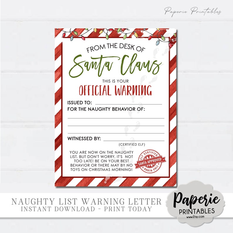 EDITABLE Santa s Naughty List Notification Letter Etsy Australia