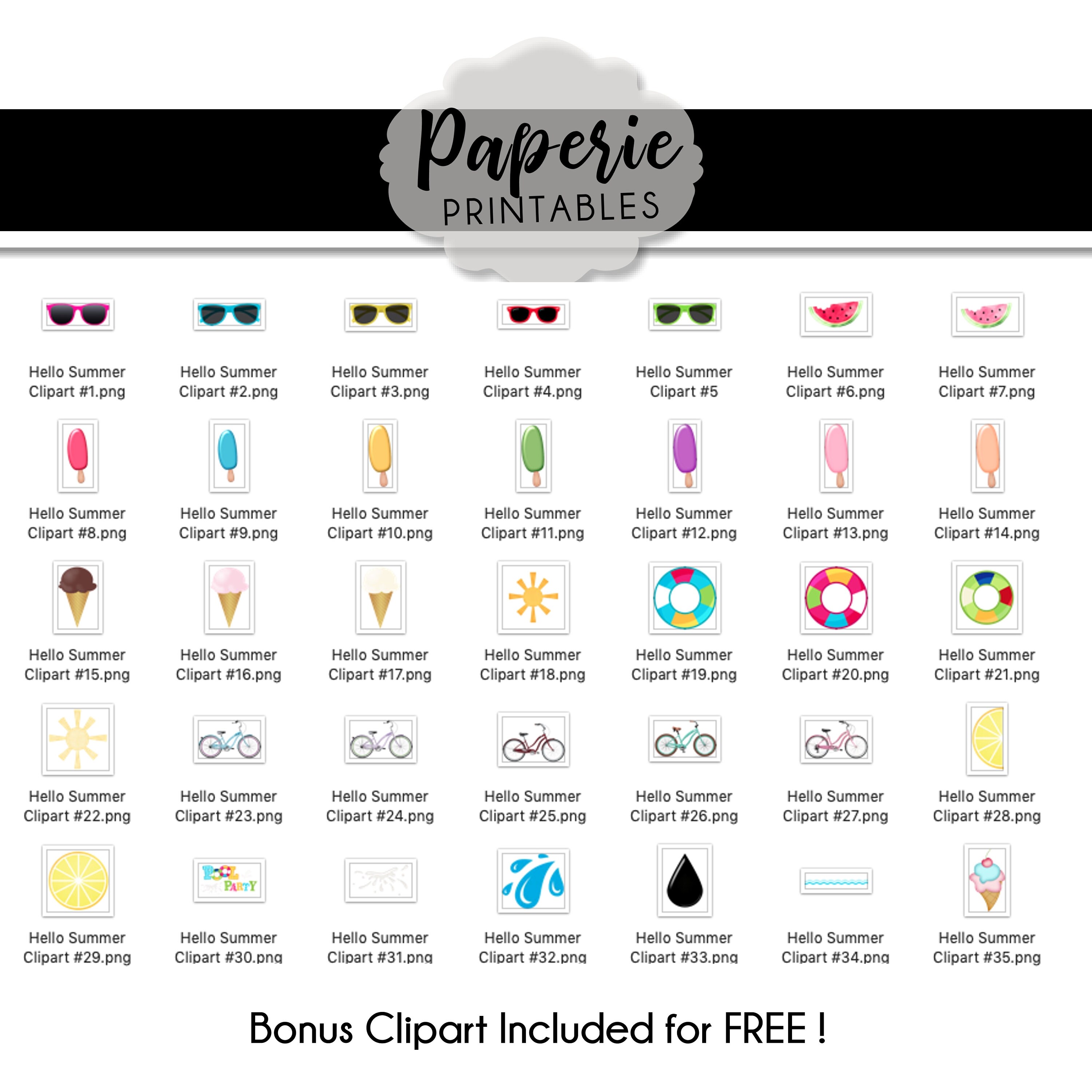Hello Summer Digital Paper Pack: Scrapbook Clipart (8.5x11) (digital ...