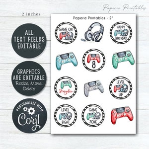Editable Gaming Party Cupcake Toppers, Video Game Birthday Cupcake ...