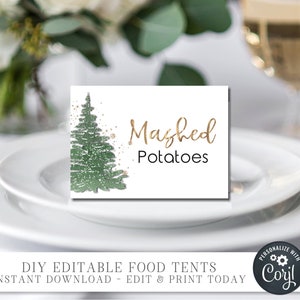 EDITABLE Christmas Party Food Label, Christmas Food Table Sign, Christmas Party Label, Christmas Party Printable, DIY with Corjl #CP56 #CP87