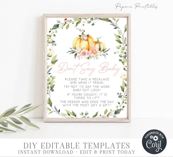 EDITABLE Don't Say Baby Printable Baby Shower Game Sign - Etsy