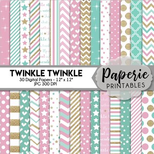 Twinkle Twinkle Little Star Pattern Digital Paper - 12x12 Digital Scrapbooking Paper - 30 Papers - Scrapbook Paper -Instant Download-