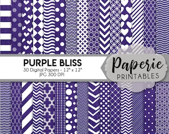Purple Scrapbook Paper: 12x12 Patterned Digital Paper (30 Designs) (Instant Download)