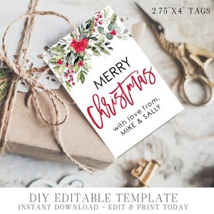 Editable Christmas Gift Tags DIY Gift Tags Merry Christmas Gift Tags Floral Christmas Gift Tags Baked with Love Edit Corjl CT12 Bild 5