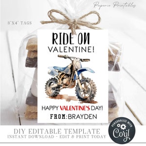 EDITABLE Dirt Bike Valentine Cards, Motocross Valentine Cards, School ...