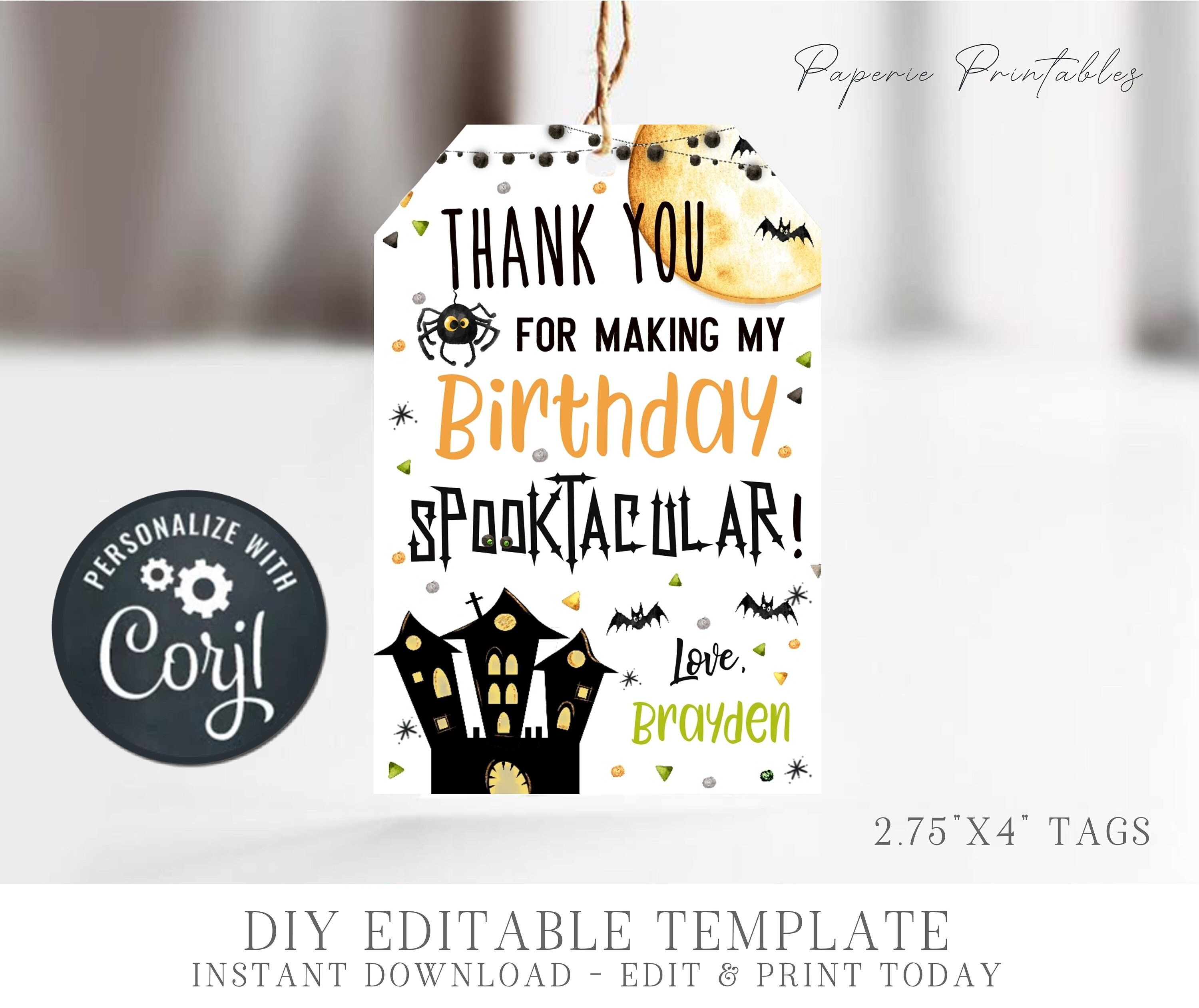 Printable Thank You Tags Instant Download Boy Confetti Favor Tags Rainbow  Confetti Party Favor Tag Editable Boy Party Boy 1st Birthday 0224 