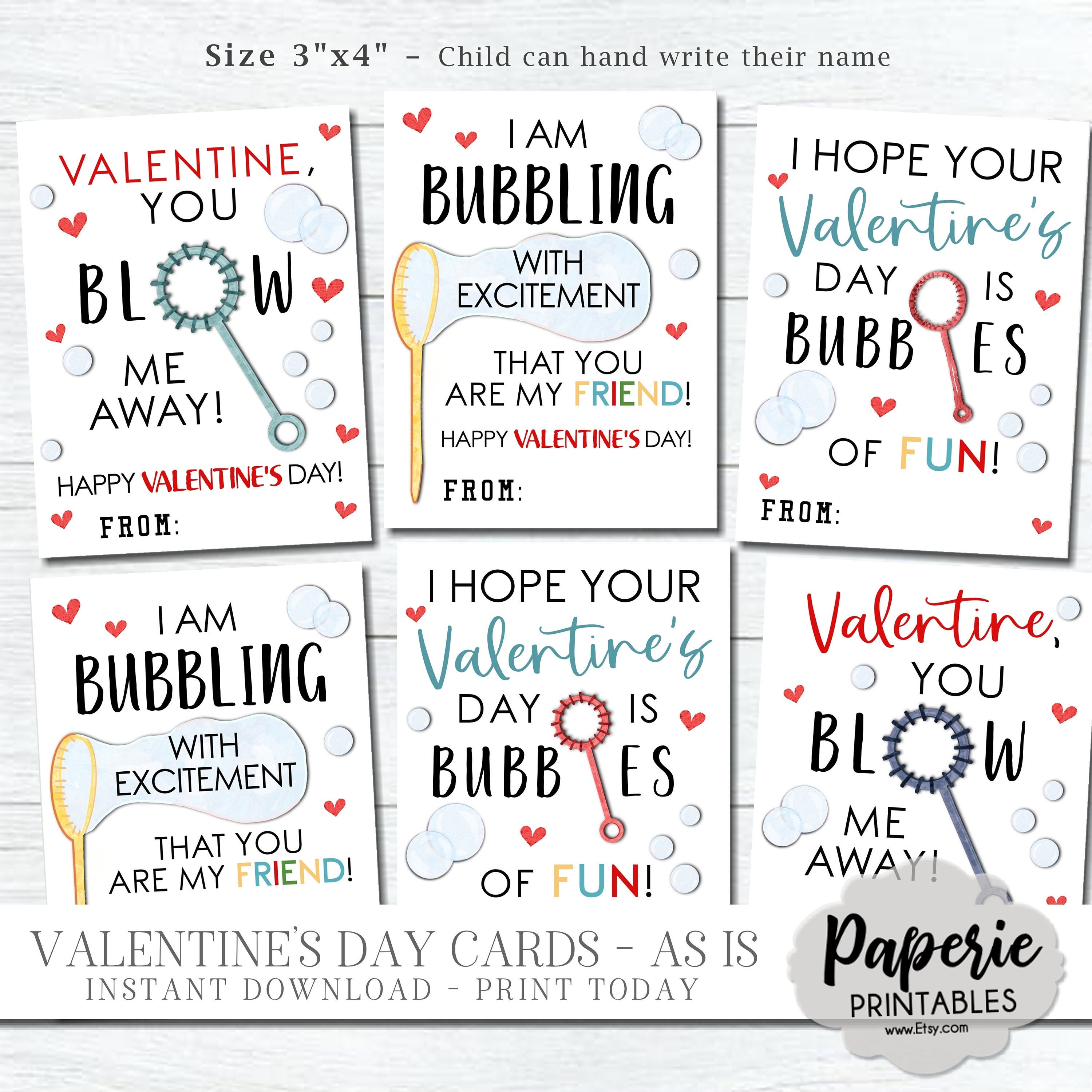 Bubbles Valentine Cards for Kids Kids Valentine Cards - Etsy