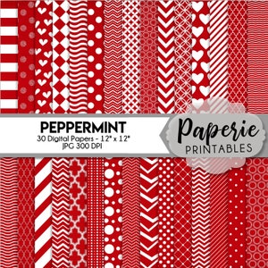 Red & White Christmas Digital Paper: 12x12 Scrapbook Patterns (Digital Download)
